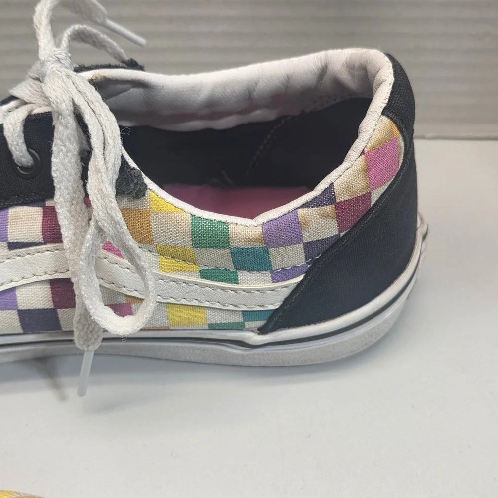 Vans‎ Old Skool Rainbow Checkerboard Black Sneakers Skate US Missy 6.0 500714